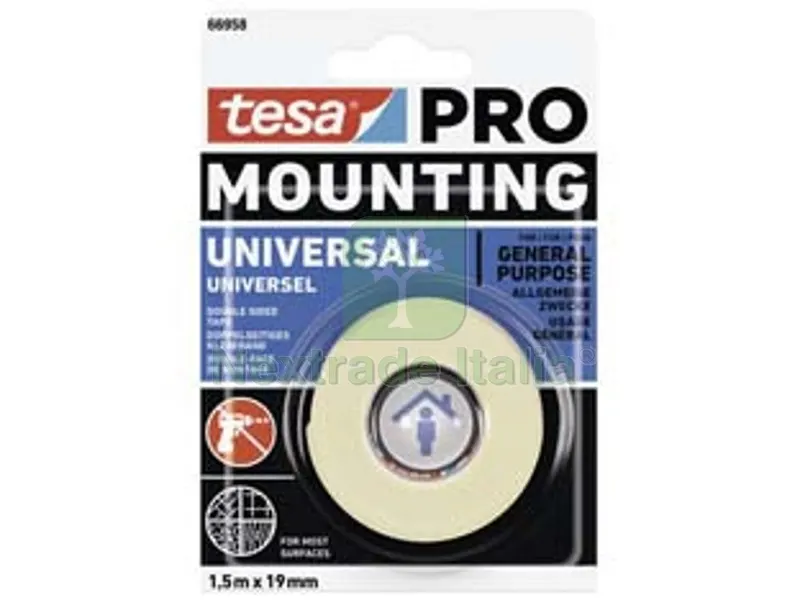 12BLISTER NASTRO BIADESIVO MOUNTING PRO UNIVERSALE 66958 - mm.19h. in rotoli da mt.1,5 — Adesivi e sigillanti — rif. FERX.FER464000 12BLISTER NASTRO BIADESIVO MOUNTING PRO UNIVERSALE 66958 - mm.19h. in rotoli da mt.1,5 — Adesivi e sigillanti — rif. FERX.FER464000