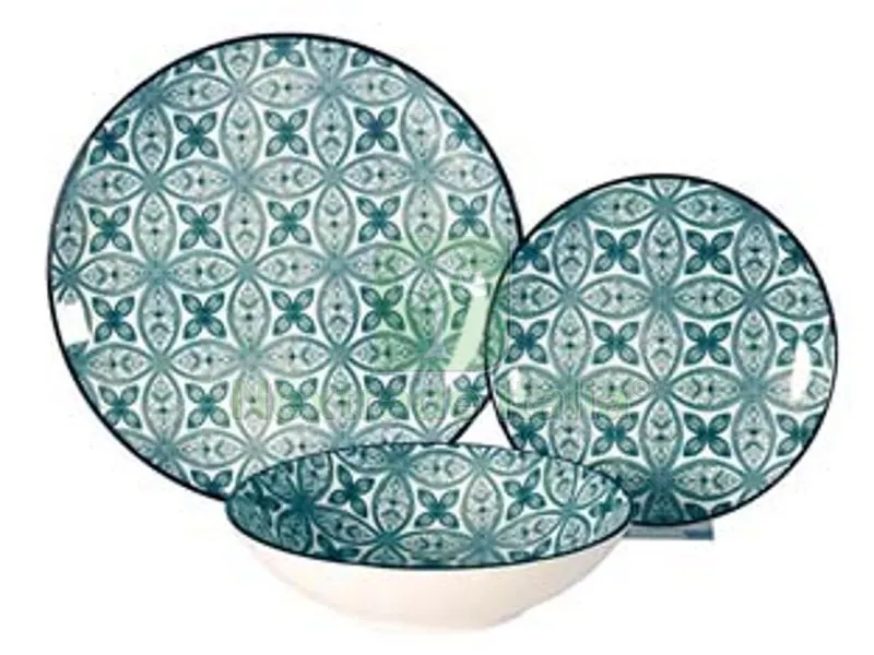 Servizio di Piatti Maiolica Verde Acqua in Porcellana - servizio contenente 18 piatti — Casalinghi e organizzazione — rif. FERX.FER466318 Servizio di Piatti Maiolica Verde Acqua in Porcellana - servizio contenente 18 piatti — Casalinghi e organizzazione — rif. FERX.FER466318