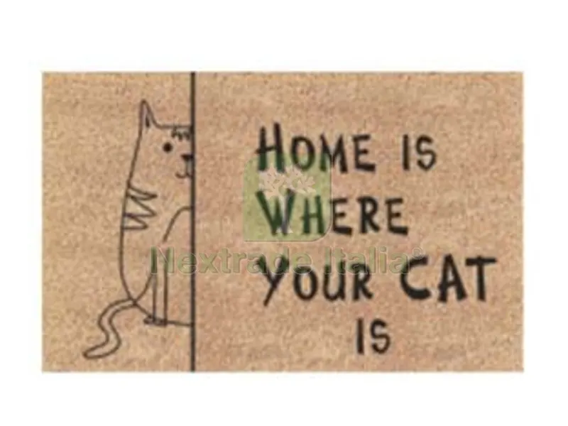 Zerbino Cocco "home IS Where Your CAT IS" Spessore MM.15 - cm.40x70 — Casalinghi e organizzazione — rif. FERX.FER466394