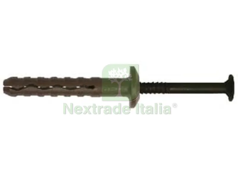 100PZ Tassello Premontato in Nylon Bordo Piatto con Vite Zincata Nera TBB - ø mm.6x60 vite ø mm.3,8x65 spess.fissaggio mm.30 — Tasselli e ancoraggi — rif. FERX.FER467797