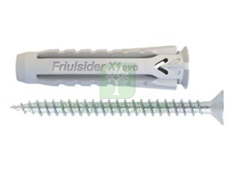 25PZ Tassello in Nylon Universale Vite TPS Truciolare Zincata Bianca X1 EVO - ø mm.10x50 vite ø mm.6x60 spes.fissaggio mm.5 — Pannelli e tavole in legno — rif. FERX.FER467896 25PZ Tassello in Nylon Universale Vite TPS Truciolare Zincata Bianca X1 EVO - ø mm.10x50 vite ø mm.6x60 spes.fissaggio mm.5 — Pannelli e tavole in legno — rif. FERX.FER467896