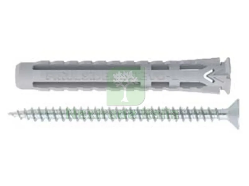 50PZ Tassello Nylon Universale Vite TPS Truciolare Zincata Bianca X1 EVO-L - ø mm.8x60 vite ø mm.5x70 spes.fissaggio mm.5 — Pannelli e tavole in legno — rif. FERX.FER467964