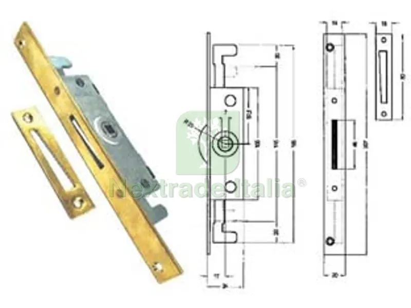 10PZ Cremonese Triplice Chiusura per Finestra Bordo Quadro Ottonato - entrata mm.17 — Maniglie e pomelli — rif. FERX.FER469524