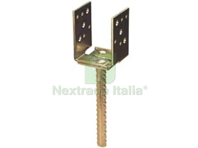 Staffa a Pavimento con Perno Regolabile per Trave ART.788 - mm.60-140 - spessore mm.5 — Ferramenta per legno e mobili — rif. FERX.FER471978