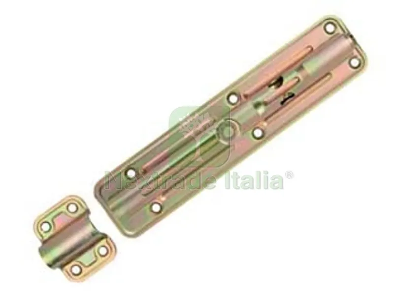 10PZ Catenaccio Trasversale Asta Tonda con Portalucchetto ART.890 - mm.200x40 - spessore mm.2,2 — Lucchetti e catene — rif. FERX.FER472289