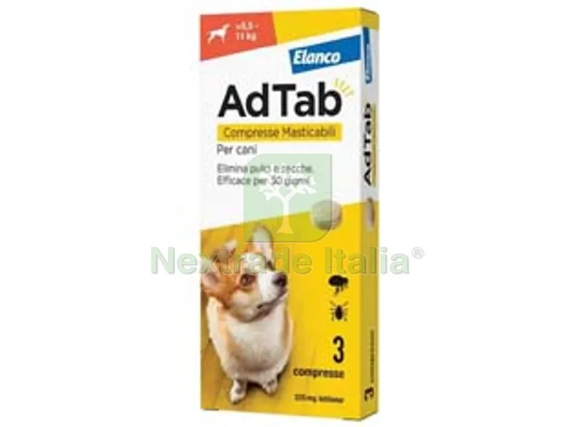 Adtab Compresse Masticabili per Cani KG.5,5-11 - 3 compresse da mg.225 di lotilaner — Cani — rif. FERX.FER473705