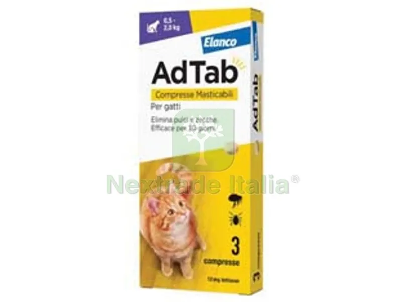 ADTAB COMPRESSE MASTICABILI PER GATTI KG.0,5-2 - 3 compresse da mg.12 di lotilaner — Gatti — rif. FERX.FER473736