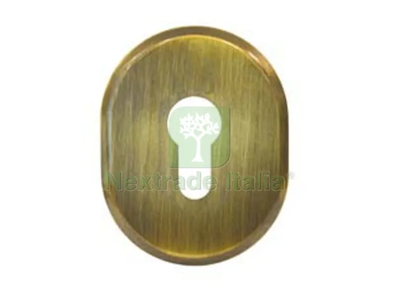 5PZ Bocchetta Ovale in Ottone Brunito per Cilindri Sagomati 316L/SV - mm.64x84h spessore mm.6 — Serrature e cilindri — rif. FERX.FER475150 5PZ Bocchetta Ovale in Ottone Brunito per Cilindri Sagomati 316L/SV - mm.64x84h spessore mm.6 — Serrature e cilindri — rif. FERX.FER475150
