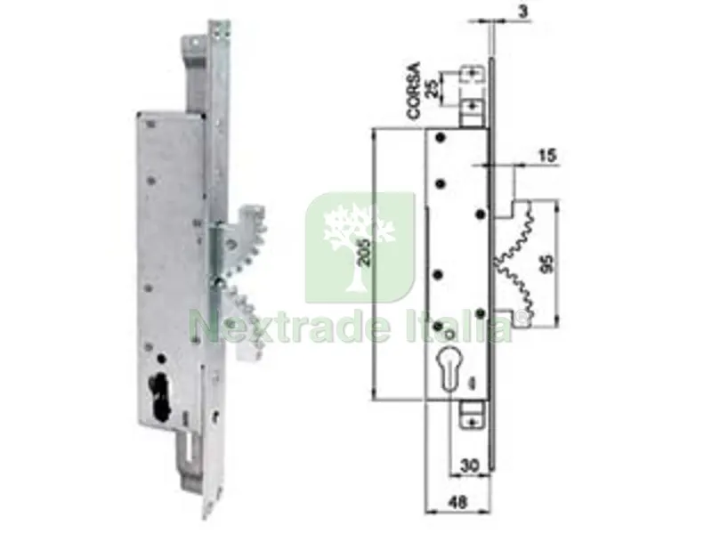 Serratura Infilare Triplice Burkerlocks Montanti Doppio Gancio 4003 - mm.30 — Serrature e cilindri — rif. FERX.FER475273