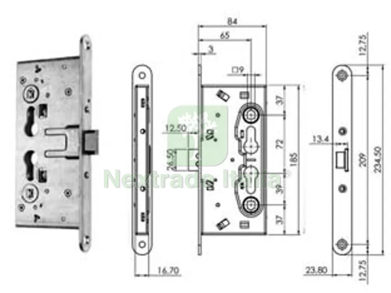 Serratura da Infilare Antipanico per Porte Tagliafuoco 214110654 - mm.65 (214110654) — Serrature e cilindri — rif. FERX.FER476027