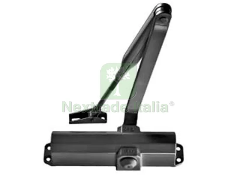 Chiudiporta Aereo IS20 3711 Nero - con fermo, mm.205x53x46h. (371101005) — Ferramenta porte e finestre — rif. FERX.FER476157