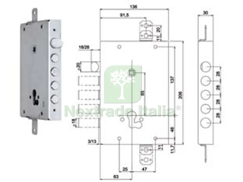 Serratura Tripl. Applicare con CATENACCIO+SCR. CIL.EUR. Blindate 668GF - mm.63 (0066803280GF4) — Lucchetti e catene — rif. FERX.FER476300 Serratura Tripl. Applicare con CATENACCIO+SCR. CIL.EUR. Blindate 668GF - mm.63 (0066803280GF4) — Lucchetti e catene — rif. FERX.FER476300