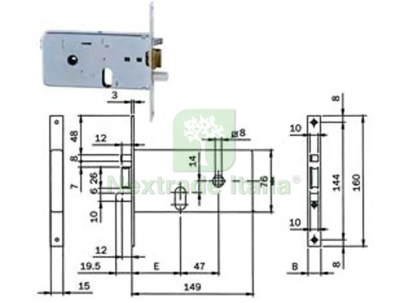 Elettroserratura da Infilare per Fasce MM.76 H 550 - mm.70, frontale mm.20 (5507020) — Serrature e cilindri — rif. FERX.FER476379