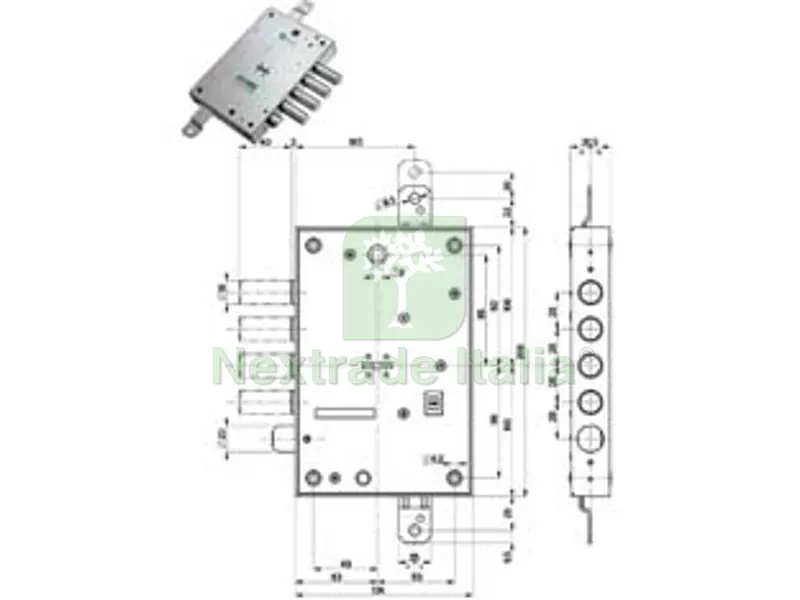 Serratura Triplice Infilare con Scrocco DM Blindate 52571/28 - mm.63 DX/SX (52571 28 36) — Serrature e cilindri — rif. FERX.FER477383