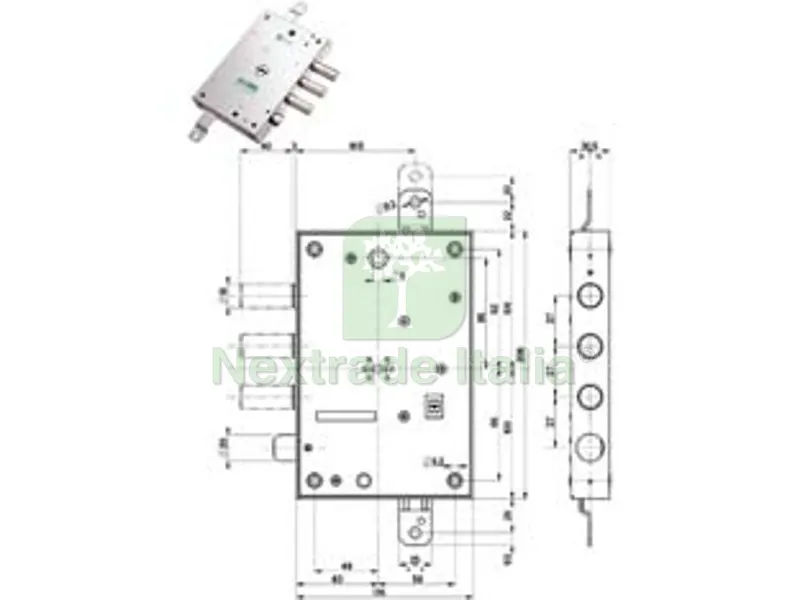 Serratura Triplice Infilare con Scrocco DM Blindate 52571/37 - mm.63 DX/SX (52571 37 36) — Serrature e cilindri — rif. FERX.FER477406 Serratura Triplice Infilare con Scrocco DM Blindate 52571/37 - mm.63 DX/SX (52571 37 36) — Serrature e cilindri — rif. FERX.FER477406