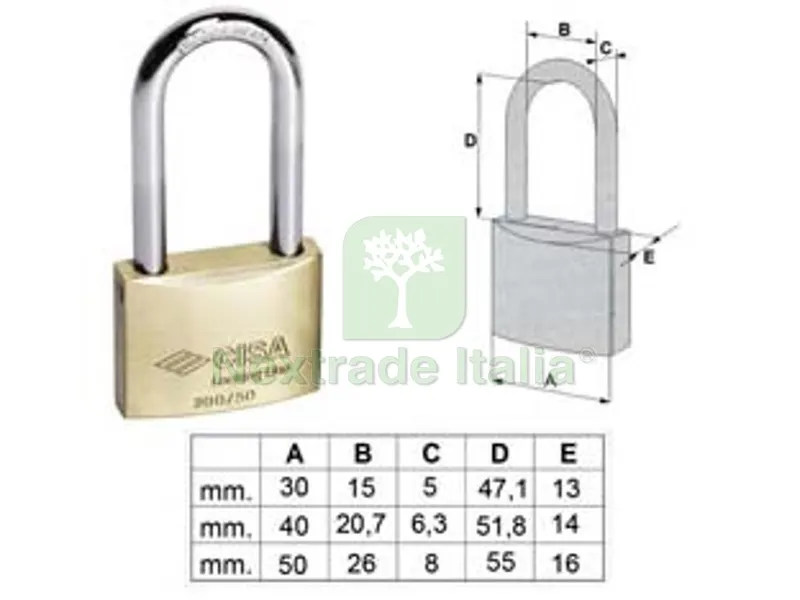 12PZ Lucchetto Locking Line Arco Lungo 20011 - mm.40 (art.20011400) — Lucchetti e catene — rif. FERX.FER478991