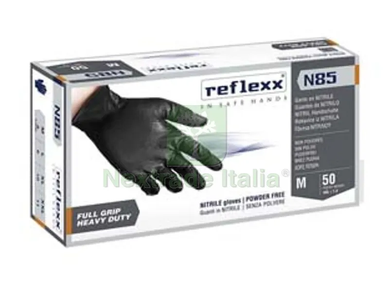 2PZ Guanto in Nitrile Grip 3D GR.8,4 Senza Polvere Nero - tg.L in conf. da 50 pz. — Guanti da lavoro — rif. FERX.FER480031 2PZ Guanto in Nitrile Grip 3D GR.8,4 Senza Polvere Nero - tg.L in conf. da 50 pz. — Guanti da lavoro — rif. FERX.FER480031