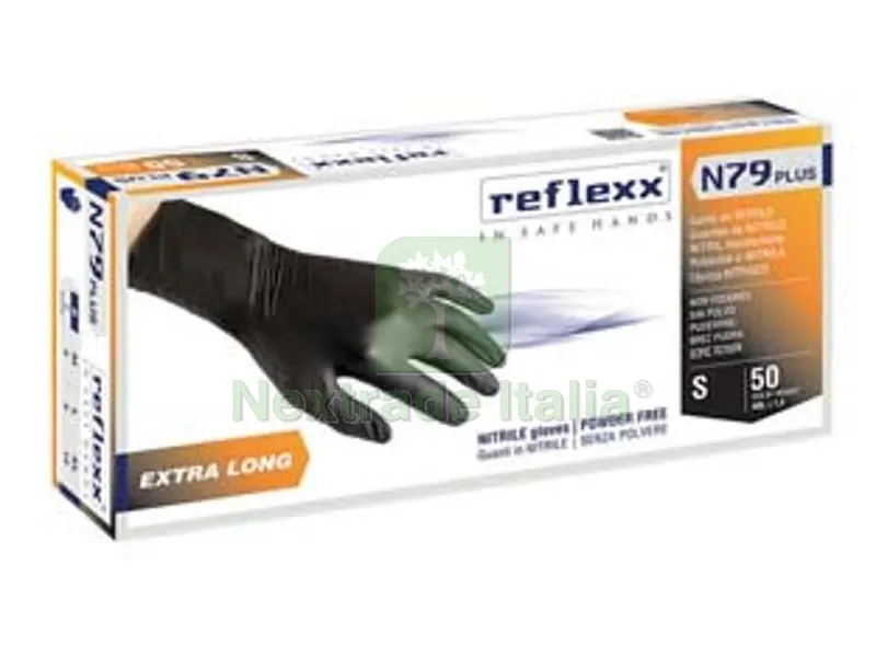 2PZ Guanto in Nitrile Extra Lungo GR.4,0 Senza Polvere Nero - tg.L in conf. da 50 pz. — Guanti da lavoro — rif. FERX.FER480116 2PZ Guanto in Nitrile Extra Lungo GR.4,0 Senza Polvere Nero - tg.L in conf. da 50 pz. — Guanti da lavoro — rif. FERX.FER480116