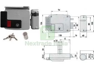 Elettroserratura per Cancelli con Tetto e Puls. INT. Vernic. 11731 N7 - mm.50 SX (11731502N7) — Serrature e cilindri — rif. FERX.FER482004