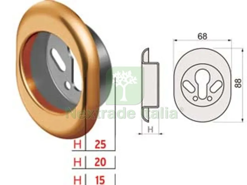 Bocchetta Antistrappo KT52 Bronzato - mm.68x88x20h ø mm.50 (KT5239) — Ferramenta per legno e mobili — rif. FERX.FER482530 Bocchetta Antistrappo KT52 Bronzato - mm.68x88x20h ø mm.50 (KT5239) — Ferramenta per legno e mobili — rif. FERX.FER482530