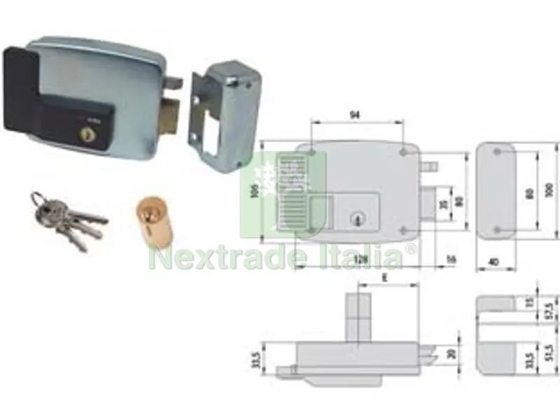 Elettroserratura per Cancelli Senza Tetto Apertura Esterna 11921 - mm.60 DX (11921603) — Serrature e cilindri — rif. FERX.FER483629 Elettroserratura per Cancelli Senza Tetto Apertura Esterna 11921 - mm.60 DX (11921603) — Serrature e cilindri — rif. FERX.FER483629