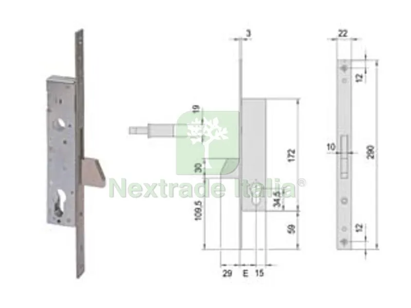 Serratura Infilare per Montanti Solo Catenaccio 46210 - mm.30 (46210300) — Lucchetti e catene — rif. FERX.FER484022 Serratura Infilare per Montanti Solo Catenaccio 46210 - mm.30 (46210300) — Lucchetti e catene — rif. FERX.FER484022