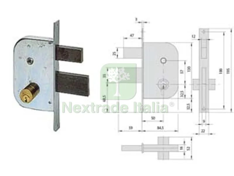 2PZ Serratura Infilare per Cancelli con Quadro Catenaccio e Scrocco 42510 - mm.50 (42510500) — Lucchetti e catene — rif. FERX.FER484275 2PZ Serratura Infilare per Cancelli con Quadro Catenaccio e Scrocco 42510 - mm.50 (42510500) — Lucchetti e catene — rif. FERX.FER484275