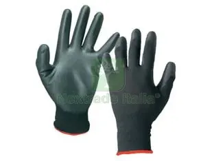 12BLISTER Guanti da Lavoro in Poliestere con Palmo Ricoperto in Lattice Nero tg.L misura 9 — Guanti da lavoro — rif. FERX.FER487252