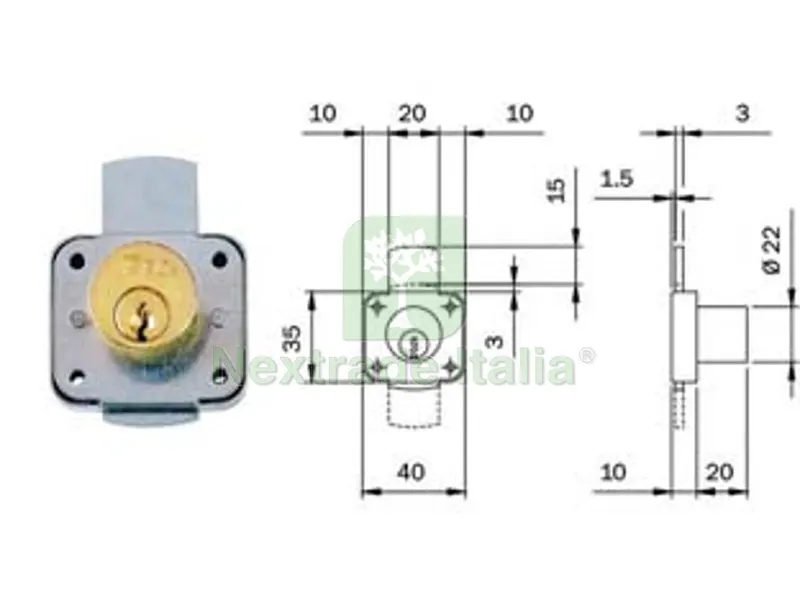 Serratura da Applicare per Cassetto e Antina Verticale 106214 - (106214) — Serrature e cilindri — rif. FERX.FER487788