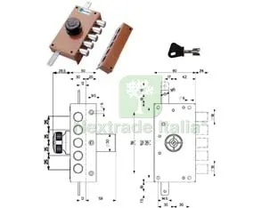 Serratura Triplice da Applicare Senza Scrocco con Pomolo a Pompa 30427 - mm.30 SX cilindro ø mm.34 (30427VS60X) — Serrature e cilindri — rif. FERX.FER489799