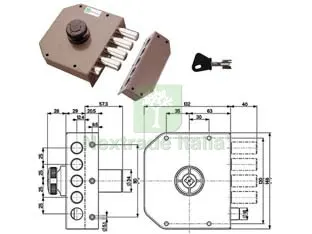 Serratura Laterale da Applicare con Scrocco con Pomolo a Pompa 30611 - mm.60 DX cilindro ø mm.34 (30611VD60) — Serrature e cilindri — rif. FERX.FER489836 Serratura Laterale da Applicare con Scrocco con Pomolo a Pompa 30611 - mm.60 DX cilindro ø mm.34 (30611VD60) — Serrature e cilindri — rif. FERX.FER489836