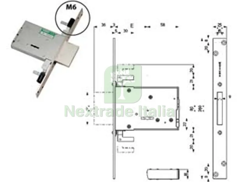 Serratura Triplice da Infilare Doppia Mappa 40706 - mm.70 (4070678C6) — Chiavi grezze e duplicati — rif. FERX.FER489935 Serratura Triplice da Infilare Doppia Mappa 40706 - mm.70 (4070678C6) — Chiavi grezze e duplicati — rif. FERX.FER489935