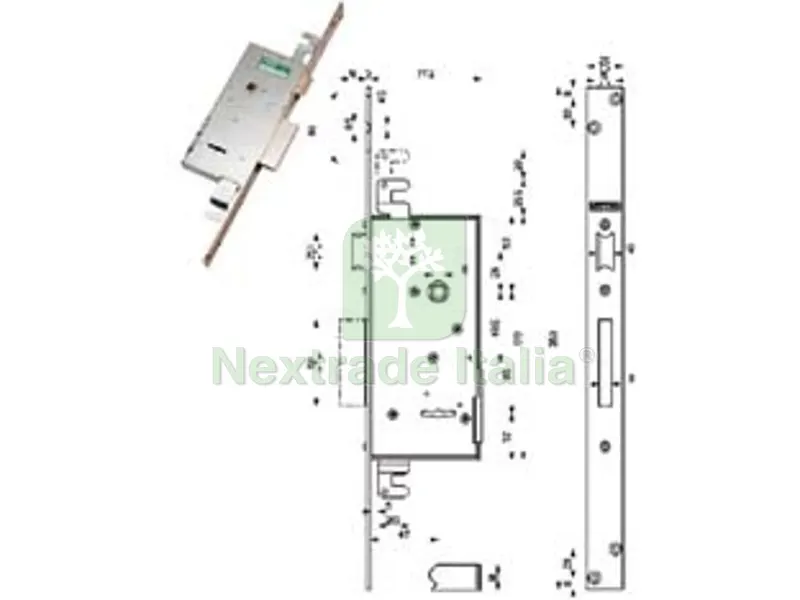 Serratura Triplice da Infilare Doppia Mappa con Scrocco 40721 - mm.47 (407215000 36) — Chiavi grezze e duplicati — rif. FERX.FER489973