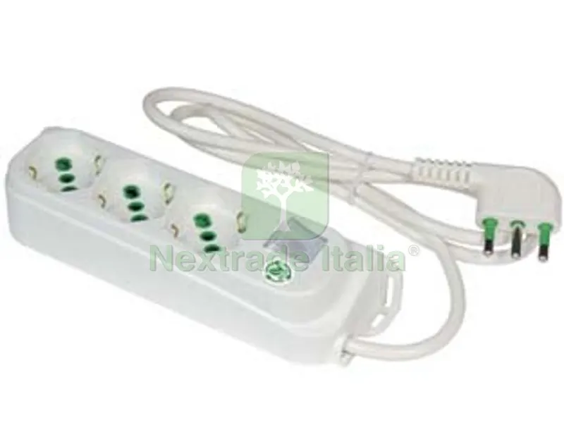 2PZ MULTIPRESA 3 POSTI BIPASSO + SCHUKO CON INTERR. "LINEA RETAIL" BIANCA - bianca 47460 — Interruttori e prese — rif. FERX.FER490030