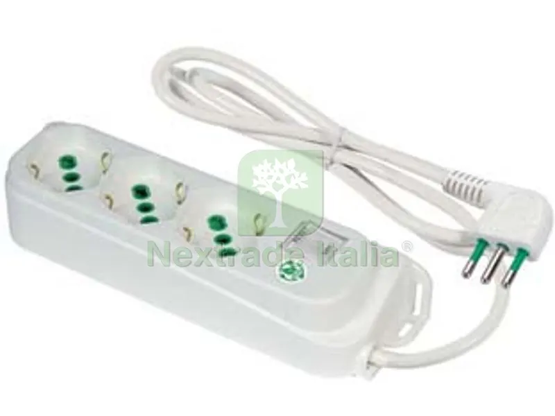 2PZ MULTIPRESA 3 POSTI BIPASSO + SCHUKO CON INTERRUT "LINEA RETAIL" BIANCA - bianca 474604 — Interruttori e prese — rif. FERX.FER490177