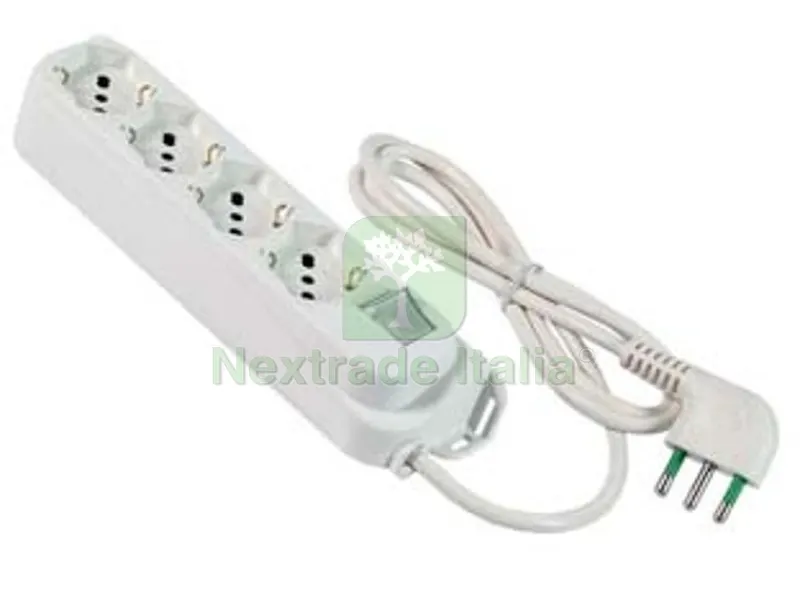 MULTIPRESA 4 POSTI BIPASSO + SCHUKO CON INTERRUT "LINEA RETAIL" BIANCA - bianca 474205 — Interruttori e prese — rif. FERX.FER490184
