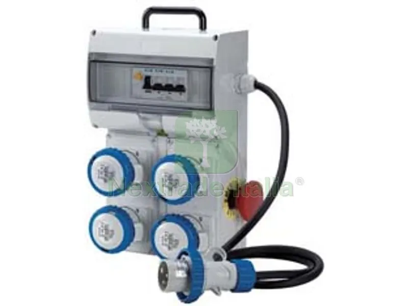 Quadro KEY Box ASC con Pulsante di Emergenza 4 Prese Industriali IP67 - grigio 74120 — Interruttori e prese — rif. FERX.FER490504 Quadro KEY Box ASC con Pulsante di Emergenza 4 Prese Industriali IP67 - grigio 74120 — Interruttori e prese — rif. FERX.FER490504