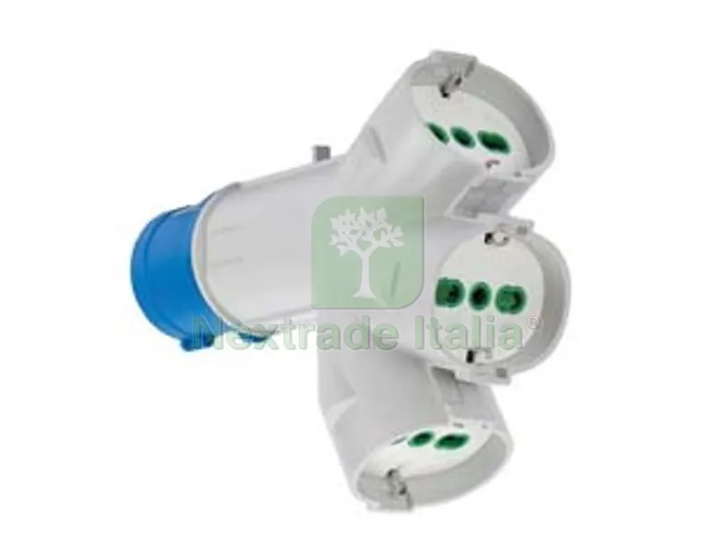 ADATTATORE INDUSTRIALE 200-250V CON SPINA E 3 PRESE CEE IP44 - 16A colore blu 73095 — Interruttori e prese — rif. FERX.FER490863