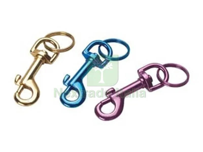 Portachiave Moschettone Alluminio con Anello PZ.12 (AVK7104) - mm.70x15 — Ganci, moschettoni e anelli — rif. FERX.FER491853