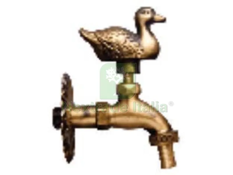 RUBINETTO ARTISTICO IN OTTONE ORO ANTICATO CON PAPERO - attacco M1/2" - raccordo terminale M 3/4" — Rubinetti e valvole — rif. FERX.FER492812 RUBINETTO ARTISTICO IN OTTONE ORO ANTICATO CON PAPERO - attacco M1/2" - raccordo terminale M 3/4" — Rubinetti e valvole — rif. FERX.FER492812