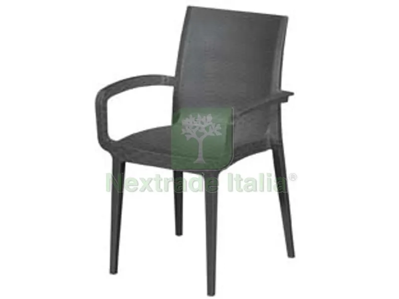 Sedia Poltrona da Giardino in PE Rattan "duke" Antracite — Arredo giardino — rif. FERX.FER494038