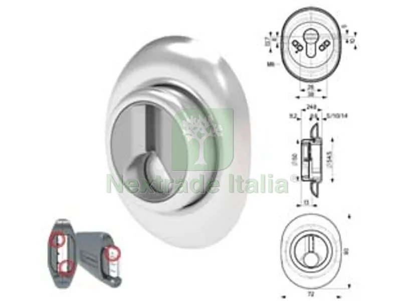 Defender Magnetico AD Altezza Fissa Cromato Satinato - mm.72x90 - altezza fissa mm.10 (DF332P) — Serrature e cilindri — rif. FERX.FER496001