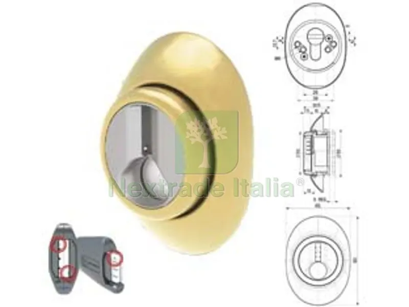 Defender Regolabile a Ghiera Mostrina Piena Ottone - mm.65x90 - regolazione da mm.8 a mm.14 (DF481P) — Serrature e cilindri — rif. FERX.FER496056 Defender Regolabile a Ghiera Mostrina Piena Ottone - mm.65x90 - regolazione da mm.8 a mm.14 (DF481P) — Serrature e cilindri — rif. FERX.FER496056