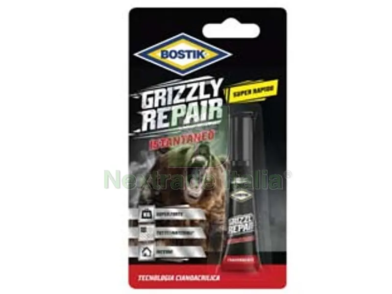 12BLISTER GRIZZLY REPAIR ISTANTANEO TRASPARENTE IN BLISTER - gr.3 — Adesivi e sigillanti — rif. FERX.FER498708