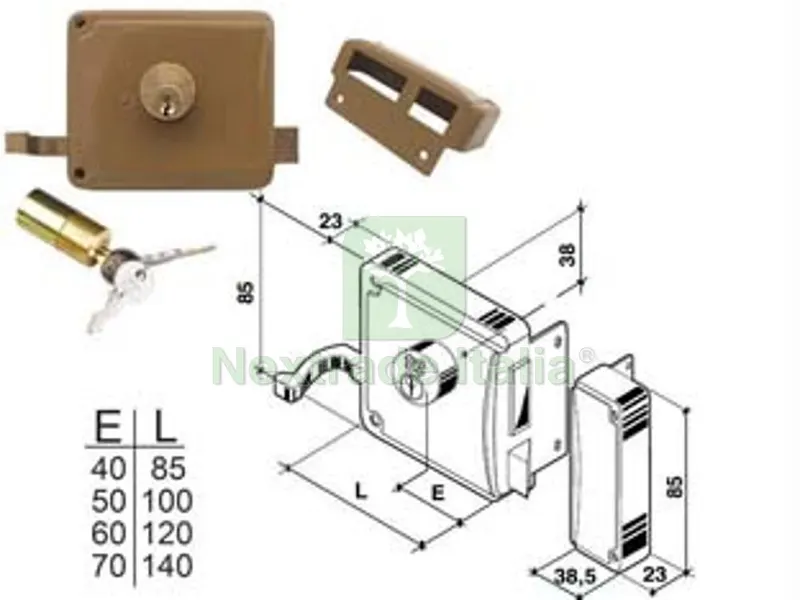 Serratura Portoncino CATENACCIO+SCROCCO Doppio Cilindro Fisso 2 Mand. - mm.50 SX (P2050300) — Lucchetti e catene — rif. FERX.FER499446 Serratura Portoncino CATENACCIO+SCROCCO Doppio Cilindro Fisso 2 Mand. - mm.50 SX (P2050300) — Lucchetti e catene — rif. FERX.FER499446