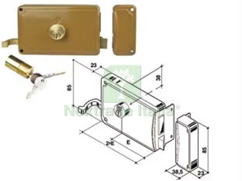 Serratura Portoncino CATENACCIO+SCROCCO Doppio Cilindro Fisso 3 Mand. - mm.70 SX (P3070300) — Lucchetti e catene — rif. FERX.FER499507