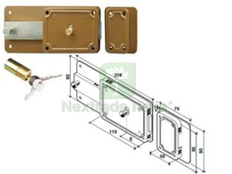 2PZ Ferroglietto Solo Catenaccio 6 Mandate Cilindro Fisso - mm.70 DX (P6070100) — Lucchetti e catene — rif. FERX.FER499767