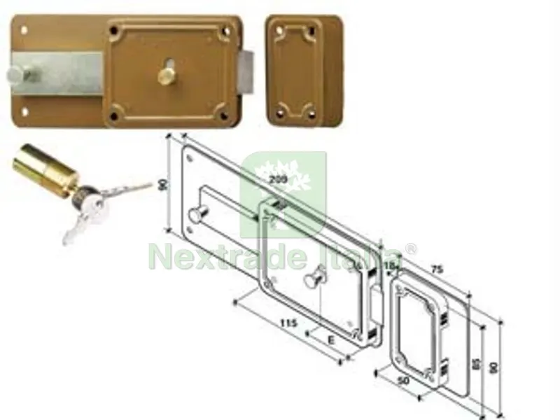 2PZ Ferroglietto CATENACCIO+SCROCCO Incorporato Cilindro Fisso 5 Mandate - mm.40 DX (P5040100) — Lucchetti e catene — rif. FERX.FER499811 2PZ Ferroglietto CATENACCIO+SCROCCO Incorporato Cilindro Fisso 5 Mandate - mm.40 DX (P5040100) — Lucchetti e catene — rif. FERX.FER499811