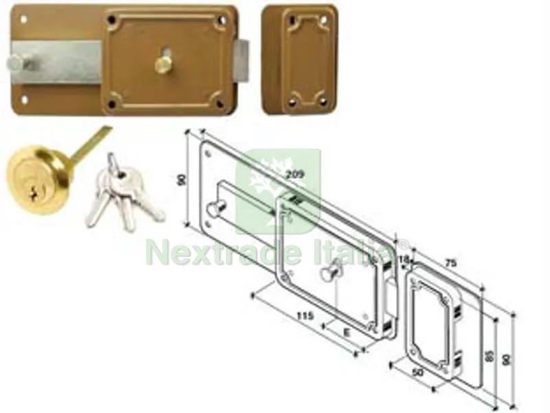 2PZ Ferroglietto CATENACCIO+SCROCCO Incorporato Cilindro Stacc. 5 Mandate - mm.60 DX (P5060200) — Lucchetti e catene — rif. FERX.FER499873 2PZ Ferroglietto CATENACCIO+SCROCCO Incorporato Cilindro Stacc. 5 Mandate - mm.60 DX (P5060200) — Lucchetti e catene — rif. FERX.FER499873