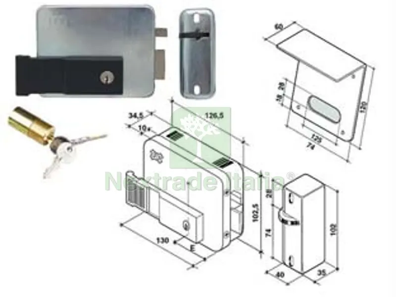 Elettroserratura per Cancelli con Tetto Entrata Regolabile 2449 Zinc. - mm.50-70 SX (2449360281) — Serrature e cilindri — rif. FERX.FER499934